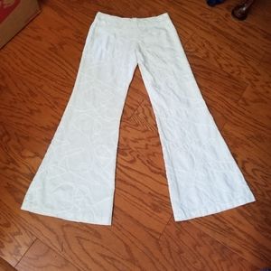 S WIDE LEG cream pants with scrolls